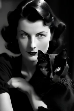 vrouw met zwarte kat