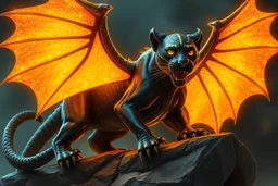 A panther with shimmering dragon scary ,cool wings
