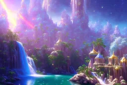  white and gold crystal cosmic background，waterfall, full of details, smooth, bright sunshine，soft light atmosphere, light effect，vaporwave colorful, concept art, smooth, extremely sharp detail, finely tuned detail, ultra high definition, 8 k, unreal engine 5, ultra sharp focus