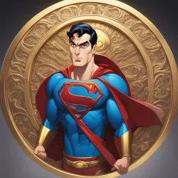 superman animated inside a golden medalion