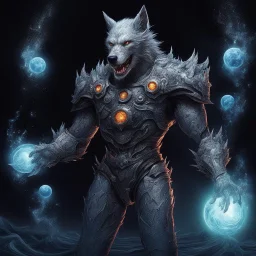 A terrifying creature combining water and sun with the powers of a werewolf and Dracula A battle suit made of galaxies and stars with a glove that has seven endless stones