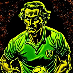 Diego Forlan Football soccer player posing. ghosts, monsters, Dark detective comic cover watchmen 1940 vintage. Paranormal.