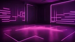 Hyper Realistic purple & maroon neon floor in a dark room