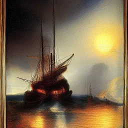 Rembrandt, stars, planets, ships, space