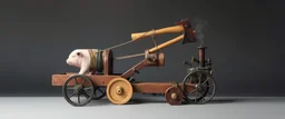 The Lumb-O-Tron A jury-rigged combination of a cart, pulley system, and an axe designed to chop down trees. The motion is powered by {a pig on a leather treadmill spurred by a carrot on a stick | a crude stationary bicycle | a tiny steam engine heated by a red pseudodragon in the chamber}