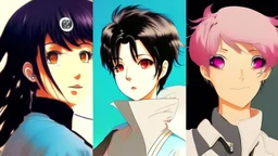 Relaxed and Stylish Anime 90s , short black hair , two personalities