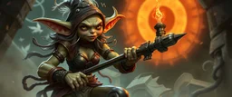 rich and posh goblin female tinkerer in fast cart card