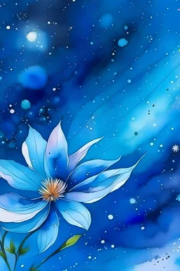 The cosmos is blue. watercolor drawing