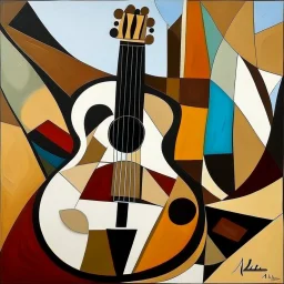 picasso gitaar bruin cubisme