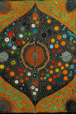 aboriginal map dot painting with symbols