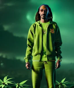 Snoop Dogg, marijuana burning with dollars, jungle background, hyper realistic