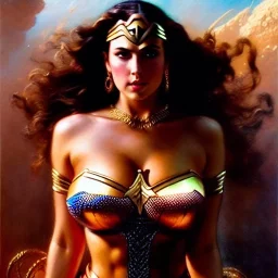 Drawing of beautiful face,'beautiful booty,Busty WonderWoman',intense stare, ancient skintight armor, balanciaga fashion clothe painting by gaston bussiere, greg rutkowski, yoji shinkawa, yoshitaka amano, tsutomu nihei, donato giancola, tim hildebrandt, Oil on canvas, cinematic composition, extreme detail,fit full head inside picture,16k