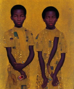 wealthy African American two young brothers of four by Gustav Klimt