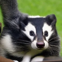 Badger playing with cat