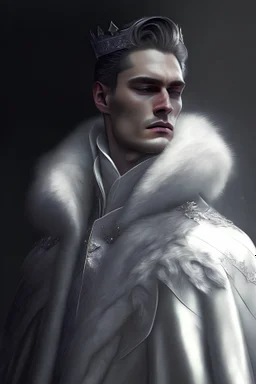 a handsome king, in a silver coat