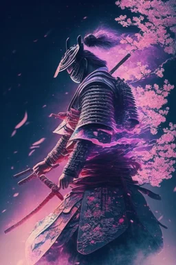 Mystical samurai emitting an aura