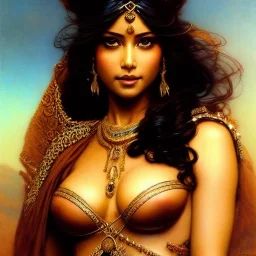 Drawing of beautiful face,busty Dejah Thoris,sweet stare,Mars,desert,minimal ancient armor, balanciaga fashion clothe painting by gaston bussiere, greg rutkowski, yoji shinkawa, yoshitaka amano, tsutomu nihei, donato giancola, tim hildebrandt, oil on canvas, cinematic composition, extreme detail,fit full head inside picture,16k