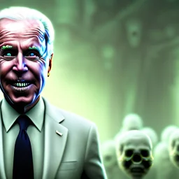 Ultra realistic image, joe biden zombie, zombie performance, skull, grey glow eyes. green blood, torn arm, night, walking twisted, waist up view, thriller style, dark ambient, highly detailed, White House background, concept art, unreal engine 5, god rays, ray tracing, RTX, lumen lighting, ultra detail, volumetric lighting, 3d, finely drawn, high definition, high resolution.