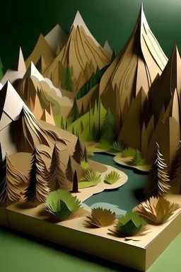 Mountains and nature from cardboard