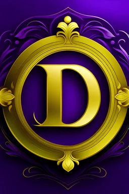 d with purple background and gold outline