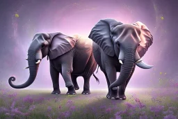 big flower blossom and elephant