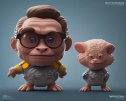 tiny cute {Arnold Schwarzenegger} toy, standing character, soft smooth lighting, soft pastel colors, skottie young, 3d blender render, polycount, modular constructivism, pop surrealism, physically based rendering, square image, evil ,