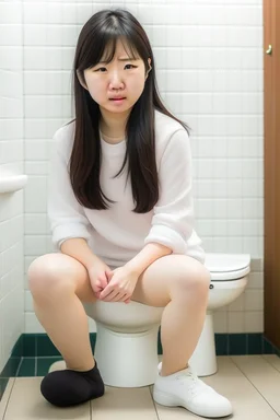 a beautiful asian girl pooping