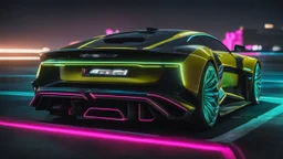 Lagonda Taraf ultimate need for speed tuning Mansory Cyberpunk 2077 neon Style Rear View, Super Detailed, desktop wallpaper, 4K
