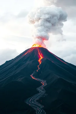 face view volcano erupting