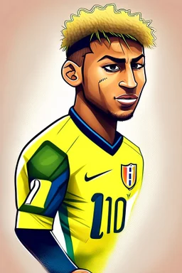 Neymar Brazilian football player. cartoon 2d