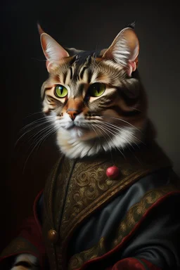 renaissance painting of tabby cat