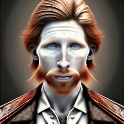 Portrait of Courtney Gains as a ruggedly handsome but joyful roguish pirate, charismatic, attractive male, masculine, perfect, precisely detailed, lightly freckled face, meticulously detailed multi-hued ginger carrot colored cherry fire red hair; Malachai of the corn; fantasy, intricate, elegant, highly detailed, digital painting, artstation, concept art, matte, sharp focus, illustration, art by artgerm and greg rutkowski and alphonse mucha