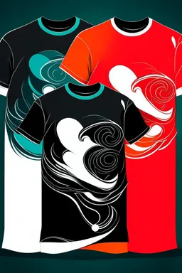 Choose two contrasting colors. Design a t-shirt using vector graphics that play with these two tones, creating depth, shadows, and highlights.