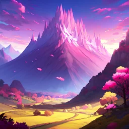 Mountains and pink forests