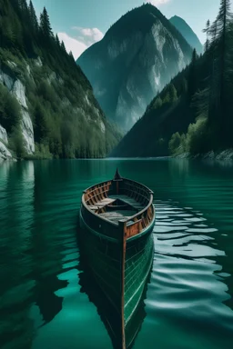 barca che sfreccia in un lago magnifico in mezzo alle montagne