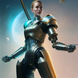 cosmos masterpiece, humanoid sexy cyborg robot with tongue and katana sword, sango fantasy, fantasy magic, sharp focus, illustration, highly detailed, digital painting, concept art, matte, artgerm and paul lewin and kehinde wiley, full figure, fit in board, cyber punk, pretty accurate hands face fingers, natural aye, fit within portrait