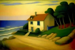 A house near a beach painted by Georges Seurat