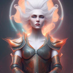 fantasy setting, woman, orange and white hair