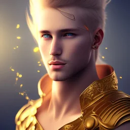 Male, Human, Blond, Sorcerer, Fire Mage, Golden Eyes, Young, Photorealism