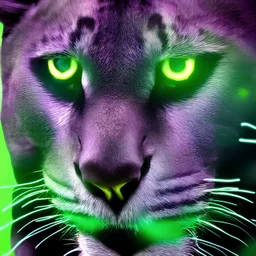 2d realistic Handsome neon panther closeup view potrait