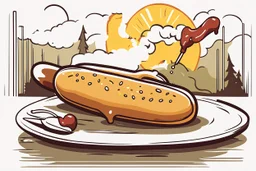 corndog, with a bite taken out, clean vector style, bold outline