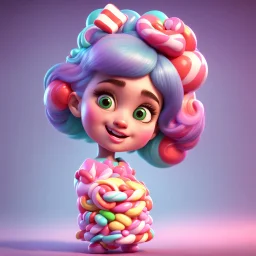 candy girl, stylized 3d. pixar, cartoon