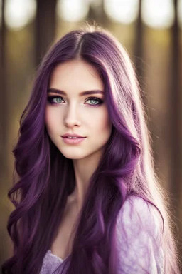 pretty young girl, purple long haired