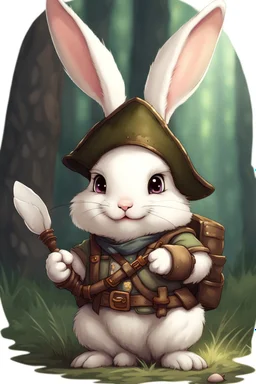 Cute chubby bunny floppy ears adventurer dnd art realism