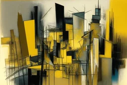 abstract cityscape in the style of Barbara Hepworth, frank Auerbach