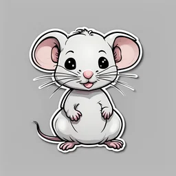 sticker style, cute rat, low detail, fewer colors, chibi, very simple,white border, minimalism