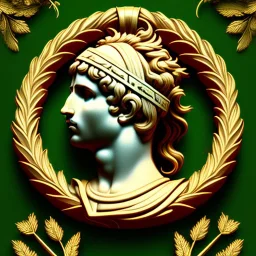 letter m , laurel wreath, roman art