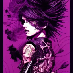 beautiful punk girl, hyper detailed, hyperdetailed, intricately detailed, illustration by <kilian eng> <Yoji Shinkawa>, purple tones,