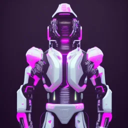 cute man, handsome man in futuristic suits, black and white highlight hair color, pink and purple background, pink lighting, deep purple backlighting, gun, smoke, robot suits