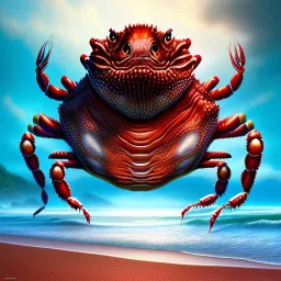 Giant Red Crab Monster, Realistic, on the beach by Van Gog 8k